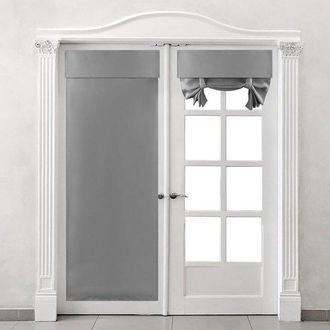 No Brand Cortina Para Puerta - Sal&oacute;n Y Dormitorio, Resistente Al Viento, Aislante T&eacute;rmico, No Requiere Taladrar, 66x173 Cm, Gris, 2 Unidades