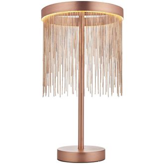 Loops Brushed Copper Table Lamp Light & Waterfall Chain Shade - Integrated LED Module