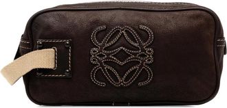 Loewe Pre-owned Bags, female, Brown, Size: ONE SIZE Pre-owned Leather Toiletry Bag