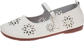 Generic Flat Shoes for Women Wide Width Pumps Shoes Round Toe Fashionable Breathable Lightweight Foldable Comfy Casual Mary Jane Flats Leisure Shopping Beige