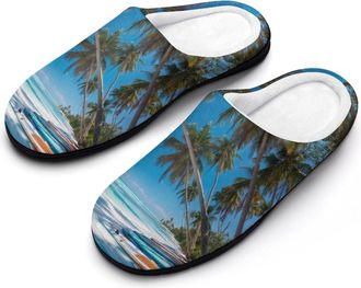 Generic Beach Surfing Board Funny Mens Cotton Slippers Soft Non-Slip Rubber Sole House Slipper Indoor Outdoor