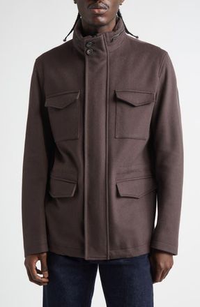 Herno Water Resistant Wool & Cashmere Field Jacket in Chocolate at Nordstrom, Size 52