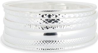Nordstrom Rack Set of 7 Etched Bangle Bracelets in Silver at Nordstrom Rack