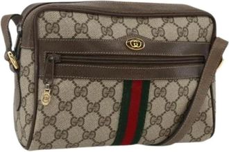 Gucci Pre-owned Cross Body Bags, female, Beige, Size: ONE SIZE Pre-owned Vintage GG Canvas Shoulder Bag
