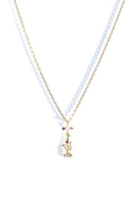 Girls Crew Flutterfly Initial Necklace in Gold at Nordstrom