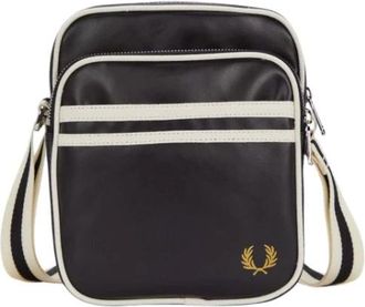 Fred Perry Klassieke Schoudertas met Gestreepte Rand - Heren - Schoudertassen - Zwart - ONE Size - Polyester - Tassen