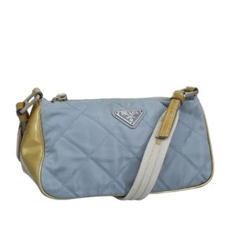 Prada Tweedehands leren schoudertassen - Dames - Pre-owned - Blauw - Maat: ONE Size Leer