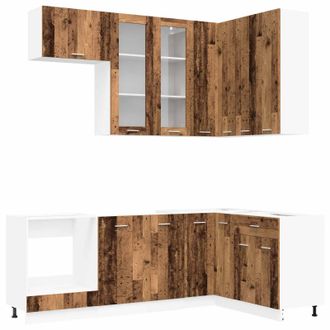 vidaXL Unidad De Cocina Lyon 8 Uds. Madera Envejecida Vidaxl