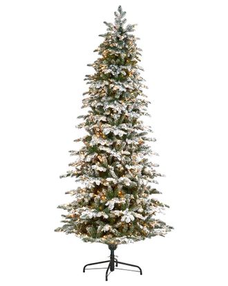 Nearly Natural 8Ft. Flocked North Carolina Fir Artificial Christmas Tree