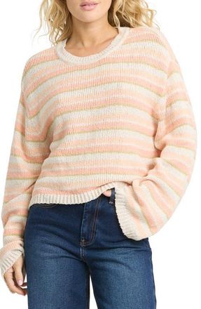 Billabong Bright Sol Stripe Cotton Blend Sweater in Light Peach at Nordstrom, Size X-Small