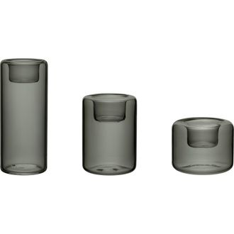 Kosta Boda Happy Set of 3 Glass Votive Holders in Gray at Nordstrom