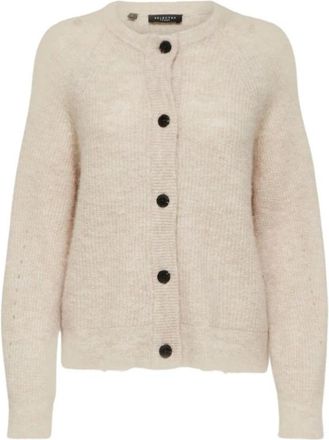 Selected Slflulu Cardigan - Dames - Vesten - Beige - L - Wol - Truien & Vesten