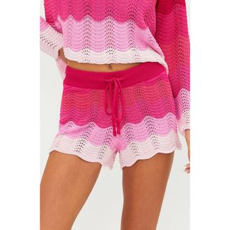 Beach Riot Balboa Knit Scallop Cover-Up Shorts in Electric Pink at Nordstrom, Size X-Large