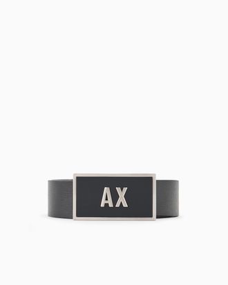 A|X Armani Exchange Mens Double Buckle Black Gift Set Belt, Black, 130 cm