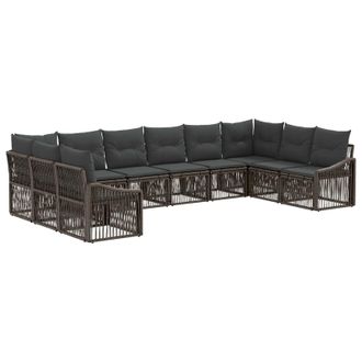 vidaXL Conjunto De Sof&aacute;s De Jard&iacute;n 10 Pcs Gris Rat&aacute;n Sint&eacute;tico Vidaxl