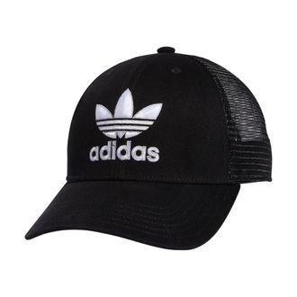 adidas Originals Mens Icon Trucker Structured Precurve Snapback Cap, Black/White/Grey, One size