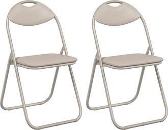 vidaXL Silla Plegable 2 Uds. Cuero Sint&eacute;tico Arena 48 X 43,5 X 81 Cm Vidaxl