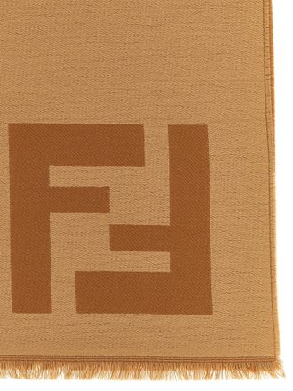 Fendi Virgin Wool FF Logo Scarf - Beige