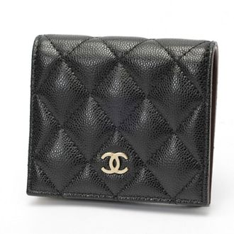 Chanel Matelasse Black Grained Calfskin Wallet (Bi-Fold) (Pre-Owned)
