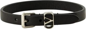 Valentino Garavani Ovalette Armband - Heren - Armbanden - Zwart - ONE Size - Leer - Accessoires