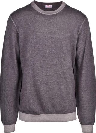 Sun 68 Grey Merino Wool Crewneck Sweater