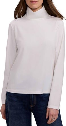 Foxcroft Liv Mock Neck Crepe Knit Top in Ecru Beige at Nordstrom, Size X-Large