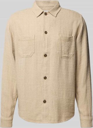 Les Deux Regular Fit Hemdjacke aus Viskose-Leinen-Mix Modell Hamilton in Sand, Gr&ouml;&szlig;e XXL