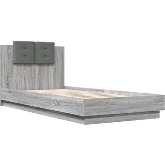 vidaXL Vidaxl - Cama Con Cabecero Madera De Ingenier&iacute;a Gris Sonoma 90x200 Cm