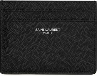 Saint Laurent PARIS BLACK TEXTURED LEATHER CREDIT CARD HOLDER - Saint Laurent - Man