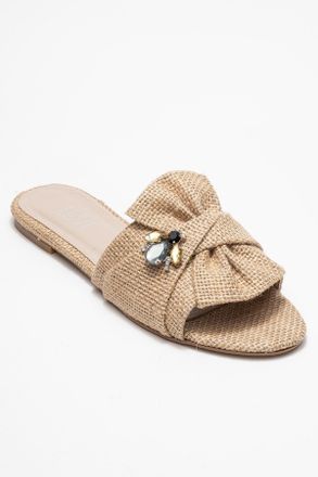 Prologue Daphne Raffia Bow Slide Sandaal