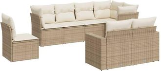 vidaXL Juego De Sof&aacute;s De Jard&iacute;n Con Cojines Beige 8 Pzas Rat&aacute;n Pe Vidaxl