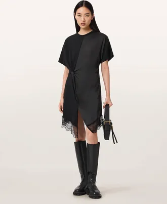 AllSaints Cotton Lana Lace Mini Dress, Size: UK 14/US 10