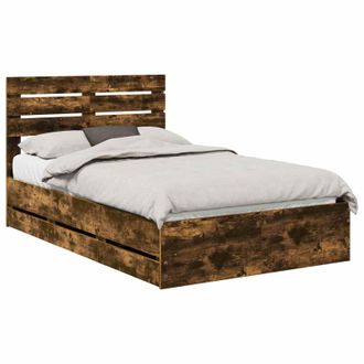 vidaXL Estructura De Cama Roble Ahumado 120 X 190 Cm Madera Ingenieril Vidaxl
