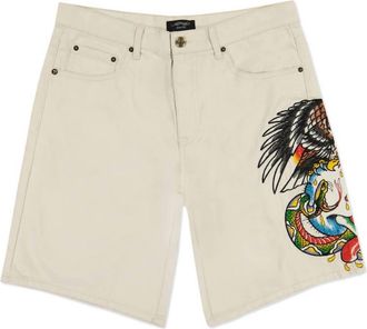 Ed Hardy Mens Battle Skull Skater Short In Khaki