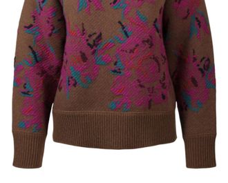Ferragamo Womens Floral Wool Sweater In Beige Khaki
