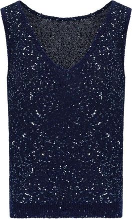 Max Mara Milord Top - Dames - V-hals truien - Blauw - L - Katoen - Truien & Vesten