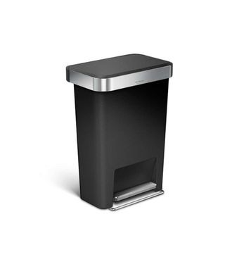 Simplehuman Papelera De 45 L, Con Bolsillo Para Bolsa, Acero Inoxidable/negra Cw1385cb