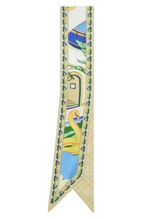 Tory Burch The Pool Skinny Silk Scarf in The Pool Ribbon Tie Blue at Nordstrom