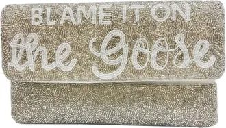 La Chic Designs Womens Blame It On The Goose Beaded Clutch In Silver