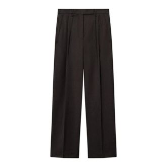 Mark Kenly Domino Tan Pomi Light Weight Wool Trousers - female - Mark Kenly Domino Tan - Wide Trousers - Brown - M - Trousers