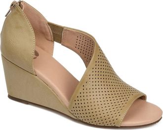 Journee Collection Aretha Sandals Womens Taupe Peep Toe Wedge Heel LION1022
