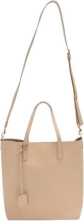 Saint Laurent Pre-owned Shopping Toy Tote Bag - Dames - Pre-owned - Beige - Maat: ONE Size Zijde