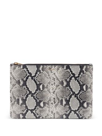 Anine Bing Elly snakeskin-print leather clutch bag - Grey
