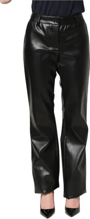 Dolce & Gabbana Womens High-Waisted Pu Leather Trousers Black Polyurethane Polyester