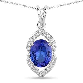 Diana M. Jewels Tanzanite ( AAA+ ) Oval 9.60x7.50mm ( Height: 4.40mm ) - 1Pc + White Diamond F/C Round 1.20mm ( SI-2/HI ) - 22Pcs ( J-Back )