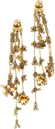 Dries Van Noten Gold Floral Geometric Brass Drop Earrings