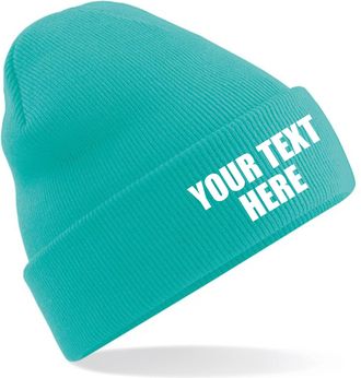 Generic Personalised New Embroidered Beanies Workwear Knitted Beanie Hat Custom Beanie Workwear Your Text Logo Embroidery (Mint)
