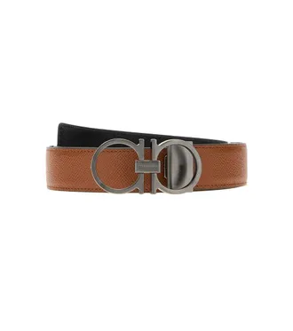 Ferragamo Brown Textured Reversible Belt
