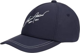 Emporio Armani Zijden Blend Baseball Cap - Heren - Petten - Blauw - ONE Size - Katoen - Accessoires