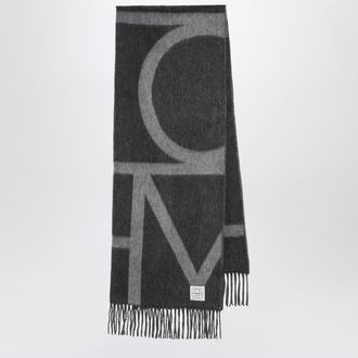 Toteme Sciarpa grigio scuro m&eacute;lange in lana garzata